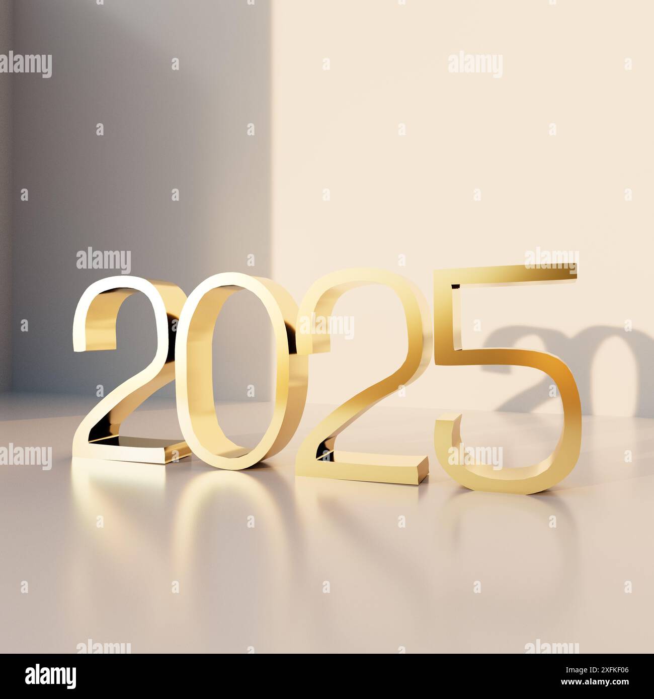 3D numbers 2025 in a minimalist, modern style, symbolizing the new year and future celebrations Stock Photo