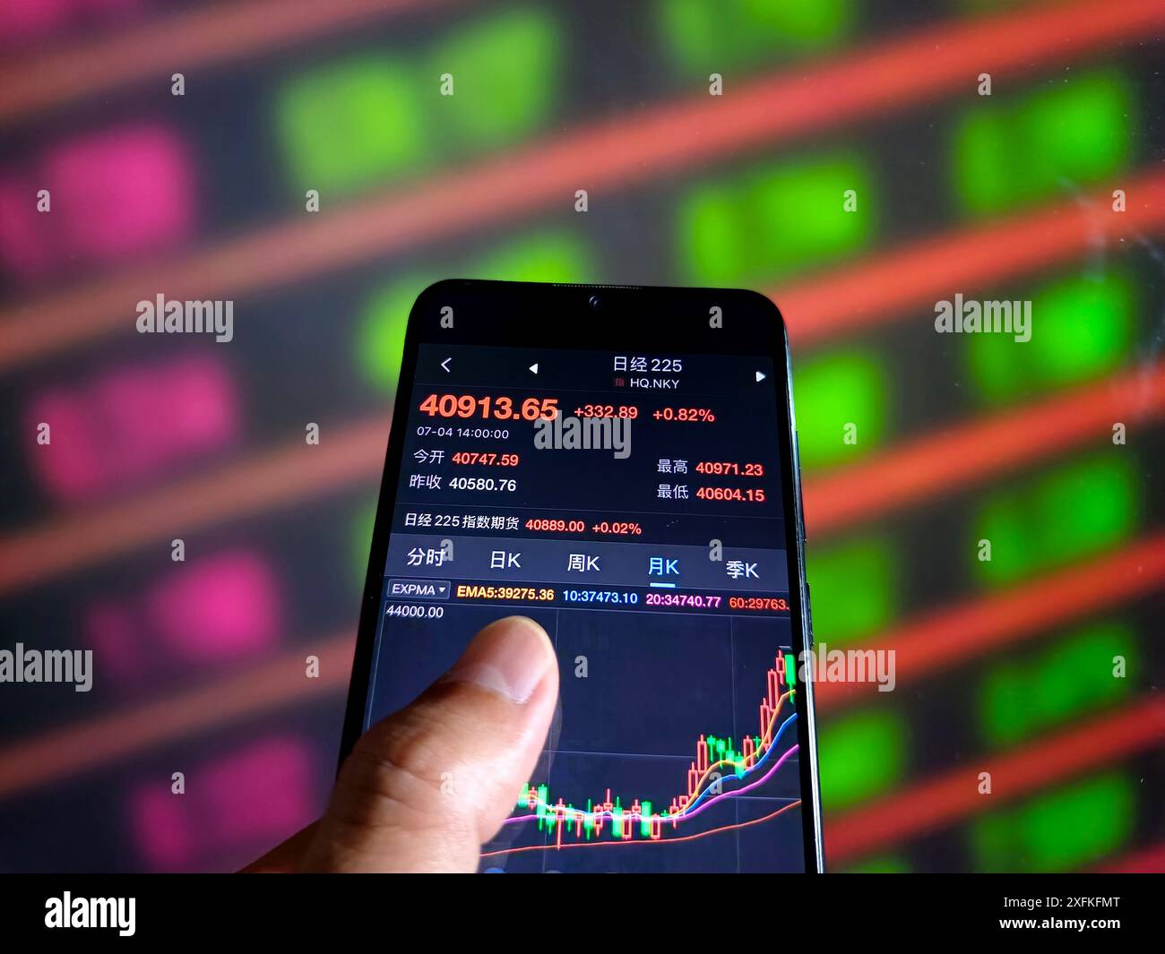SUQIAN, CHINA - JULY 4, 2024 - Illustration: Japan's Topix index hits a new high in Suqian, Jiangsu province, China, July 4, 2024. Stock Photo