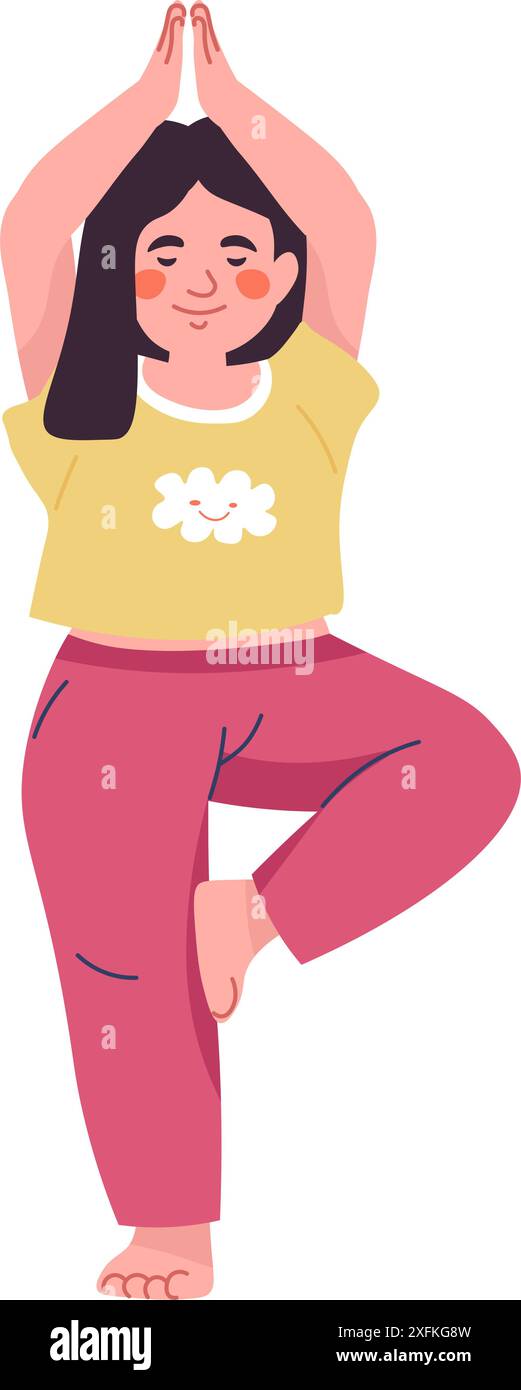 Girl Doing Tree Yoga Pose vector Stock Vector Image & Art - Alamy