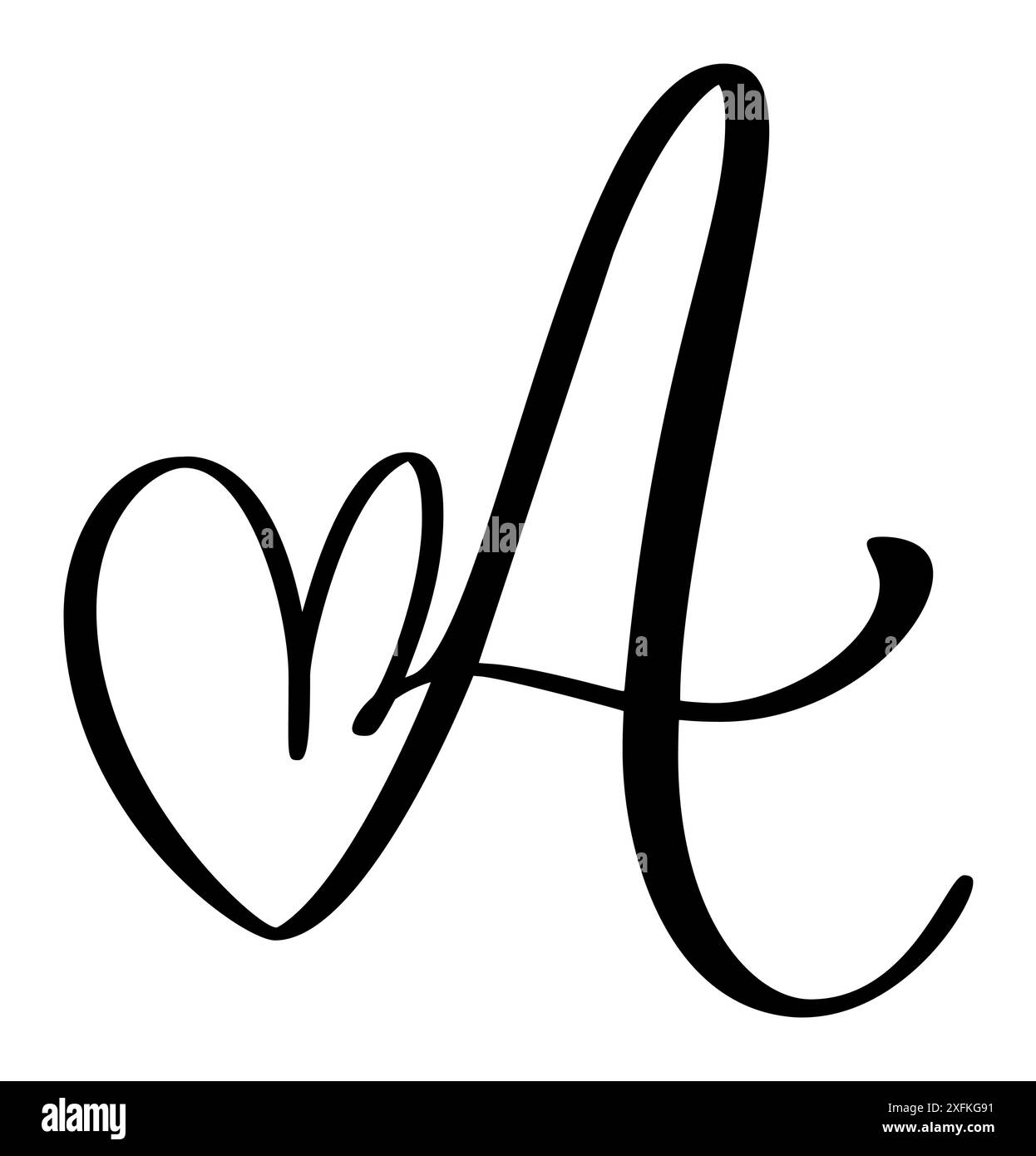 Hand drawn vector calligraphy love letter A. Script capital font logo ...