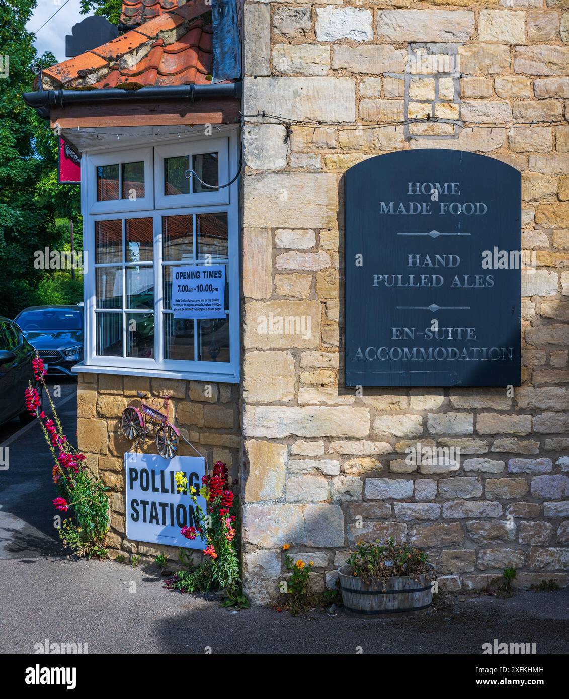 Lincolnshire, UK. 4th July 2024.   UK Parliamentary Elections – Rural Polling Station, The Crown & Anchor Public House, Welby, Grantham, Lincolnshire.  Credit: Matt Limb OBE/Alamy Live News Stock Photo