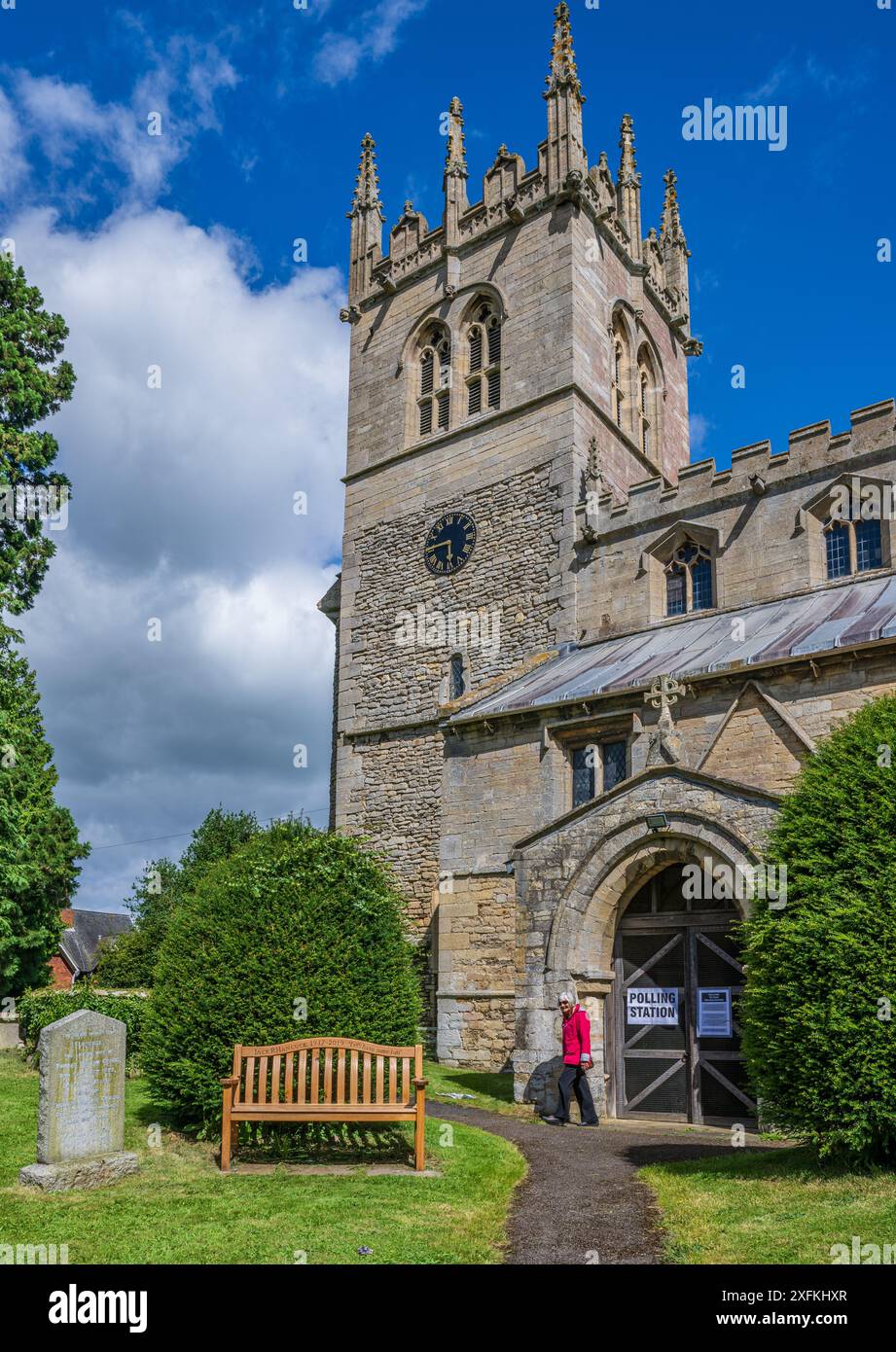 Lincolnshire, UK. 4th July 2024.   UK Parliamentary Elections – Rural Polling Station, All Saints Church, Hough-on-The-Hill, Grantham, Lincolnshire.  Credit: Matt Limb OBE/Alamy Live News Stock Photo