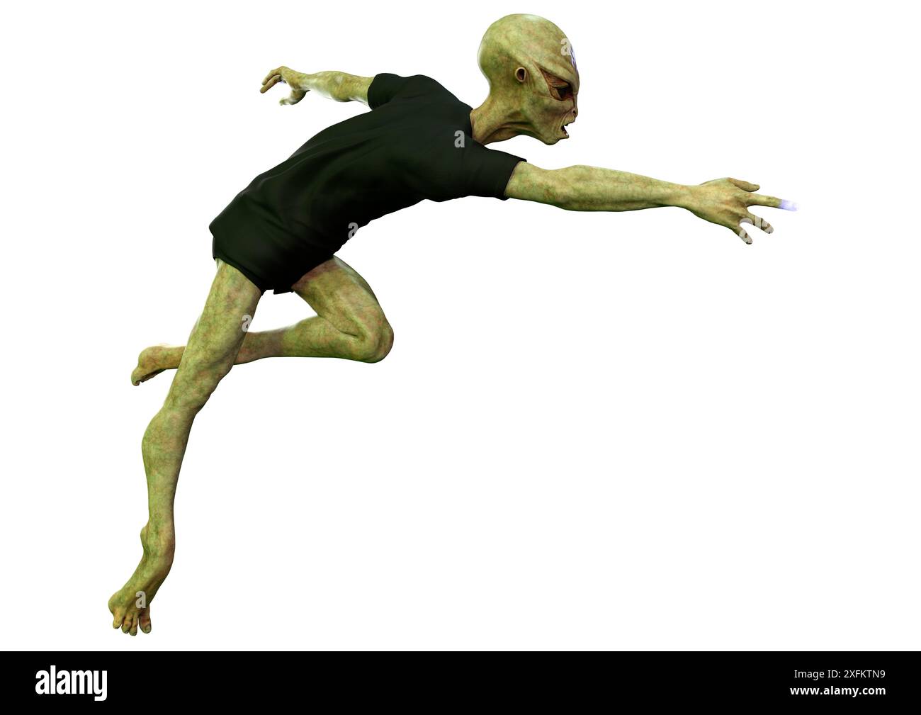 3D rendering of a green alien isolated on white background Stock Photo ...