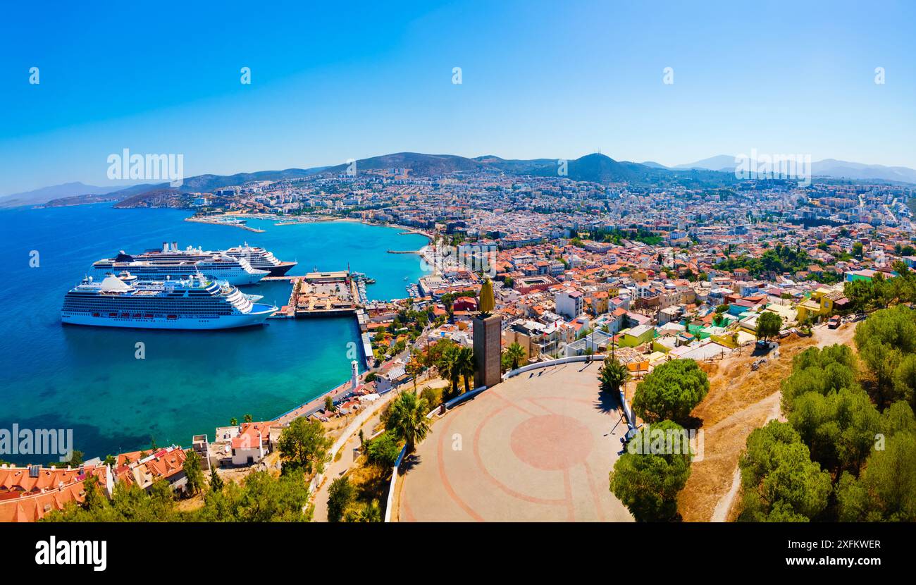 Kusadasi City And Port Aerial Panoramic View. Kusadasi Is Located In 