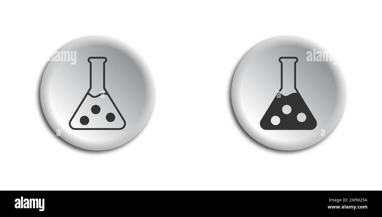 Chemistry flask icon for chemistry, laboratory, science. Flat vector illustration Stock Vector