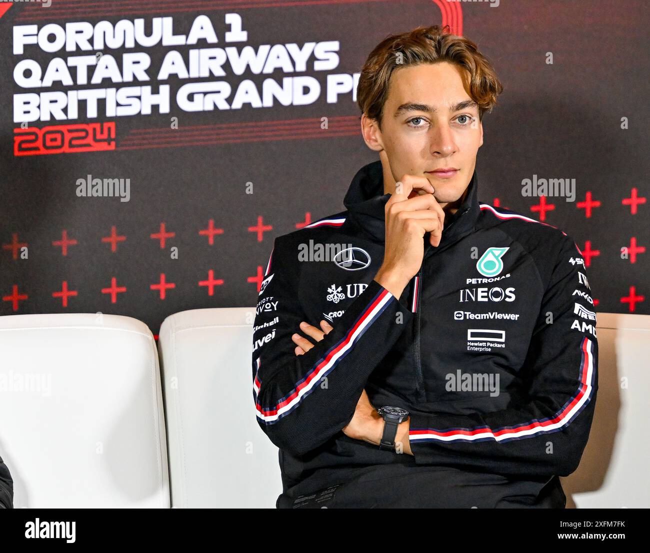 Towcester, UK, 04 July 2024. Drivers press conference with Lewis