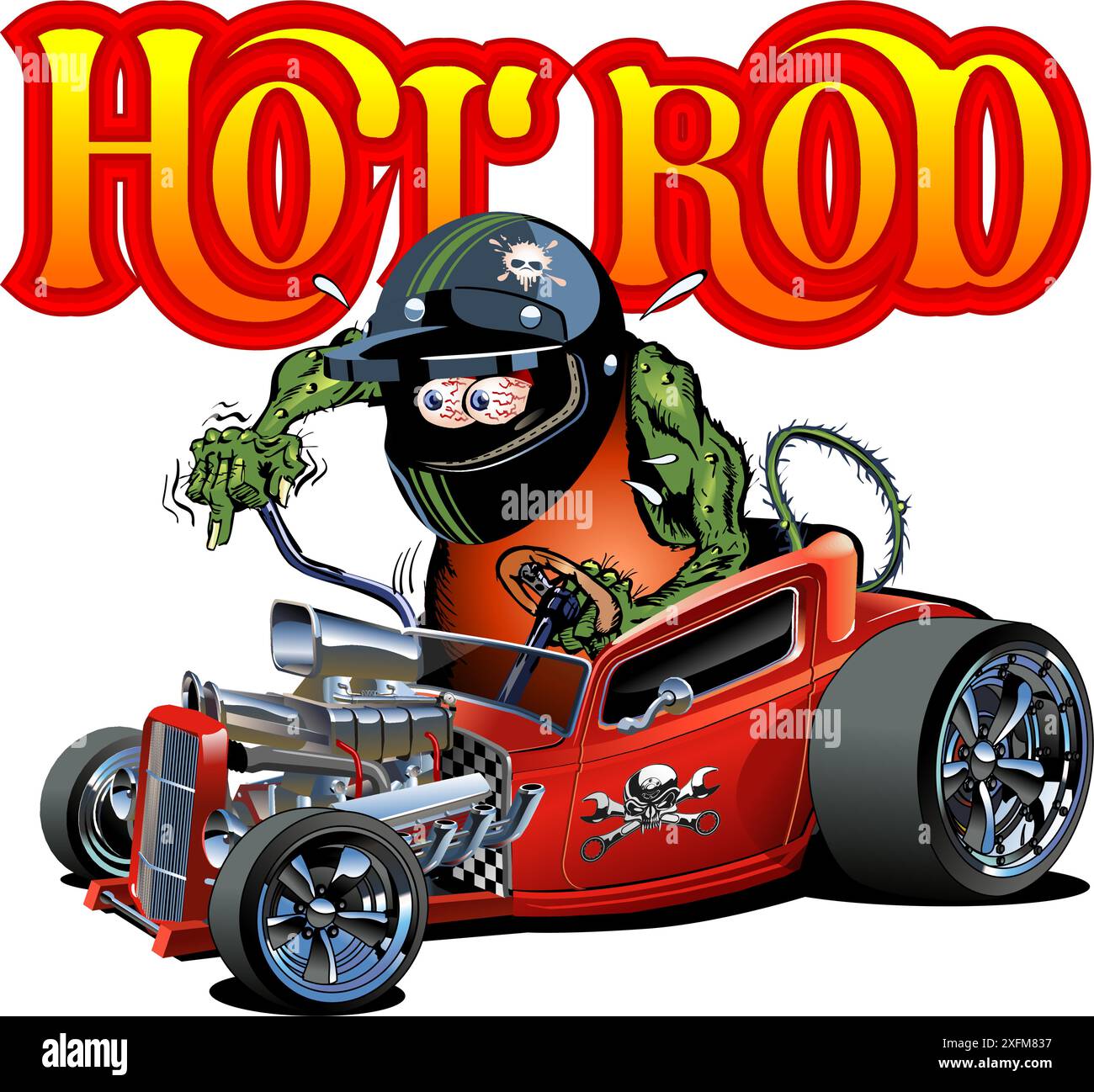 Cartoon retro hot rod. Available EPS-10 vector format separated by groups and layers for easy edit Stock Vector