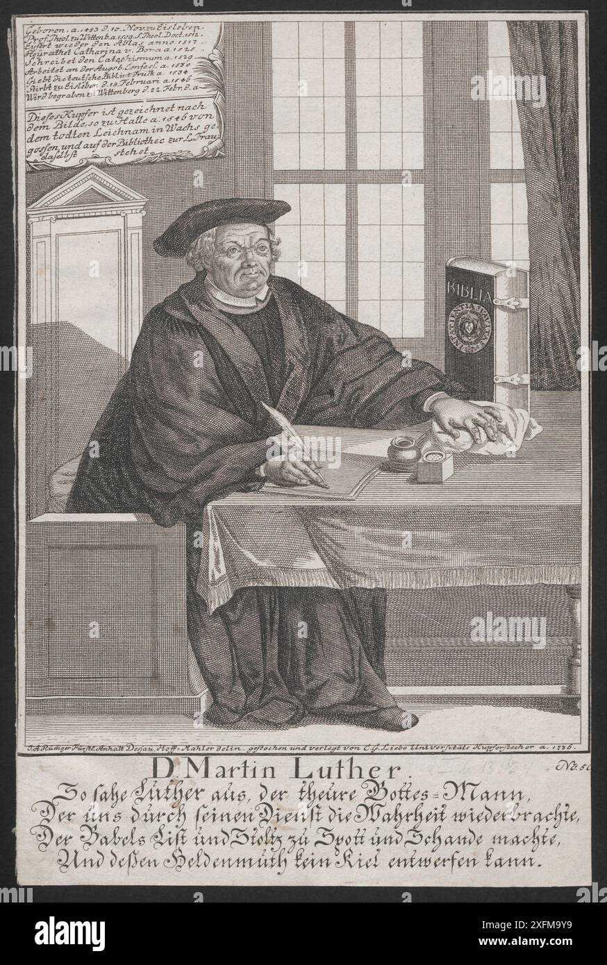 Portrait of Martin Luther. 1736 Martin Luther (1483 – 1546) was a ...
