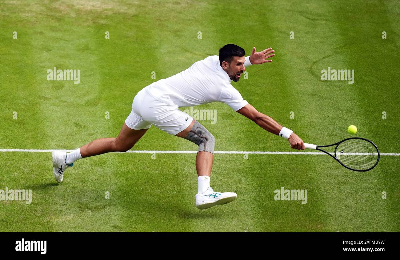 Novak Djokovic in action against Jacob Fearnley (not pictured) on day