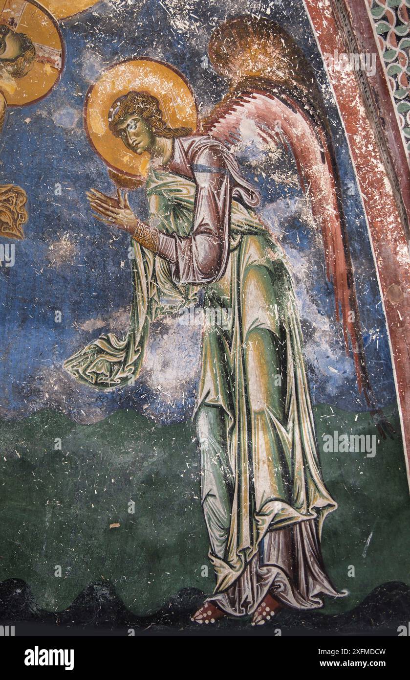 The Archangel Gabriel. Museum: Church of Saint George, Kurbinovo. Author: Byzantine Master. Stock Photo