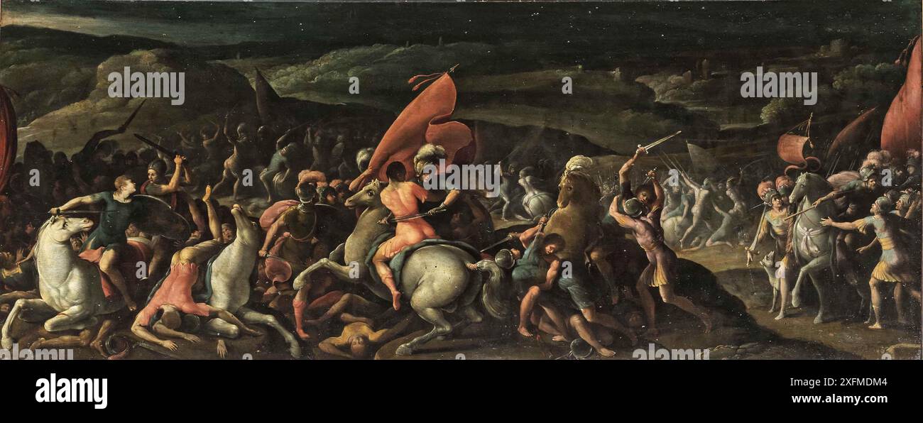 Battle of Furius Camillus against the Gauls. Museum: Galleria Borghese, Rome. Author: GASPARE CELIO. Stock Photo