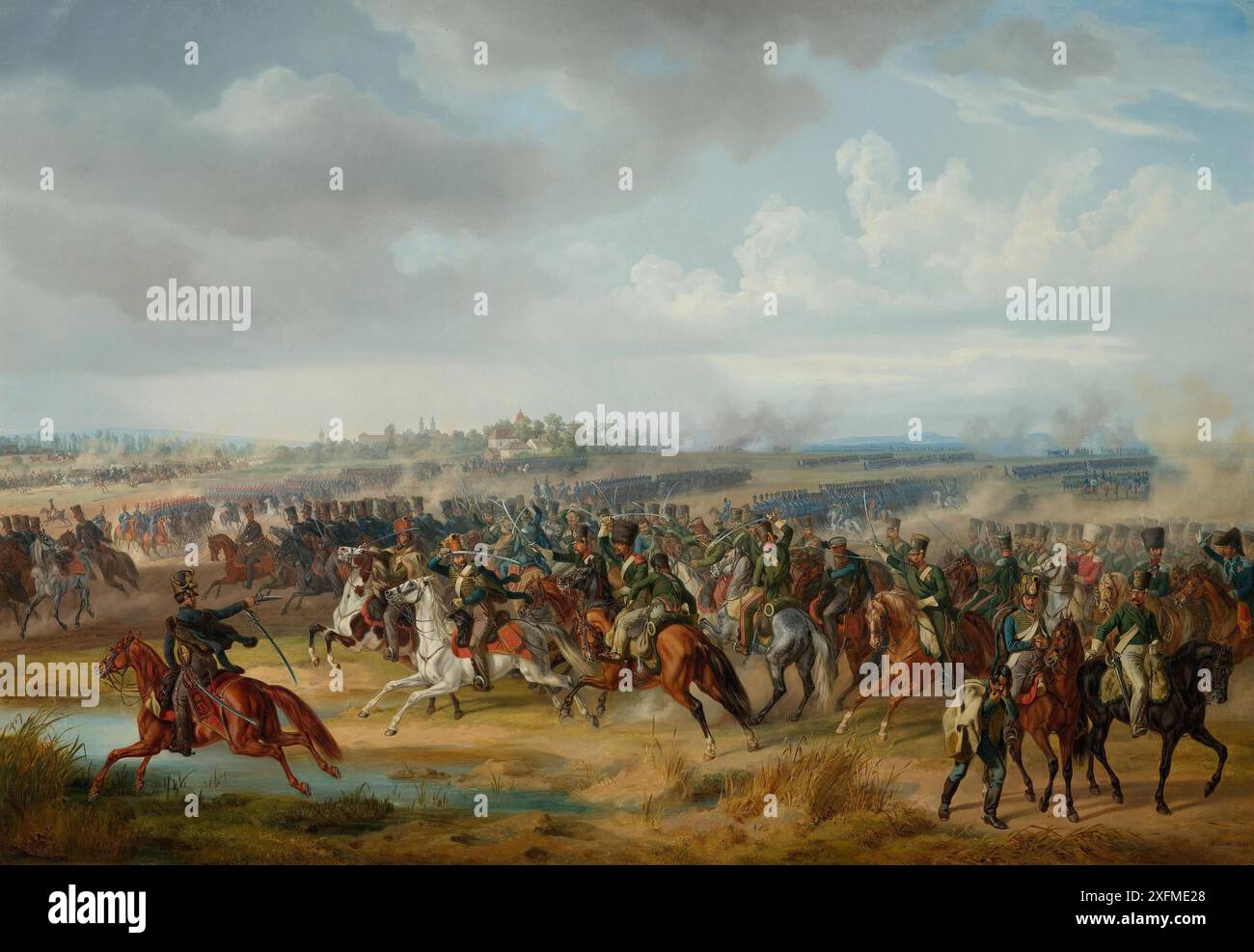 Battle of Pápa on 12 Juny 1809. Museum: PRIVATE COLLECTION. Author: ALBRECHT ADAM. Stock Photo