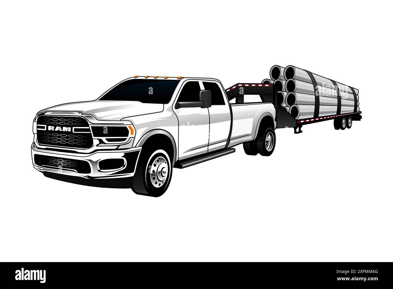 Double Cabin with Trailer Logo Vector Stock Vector