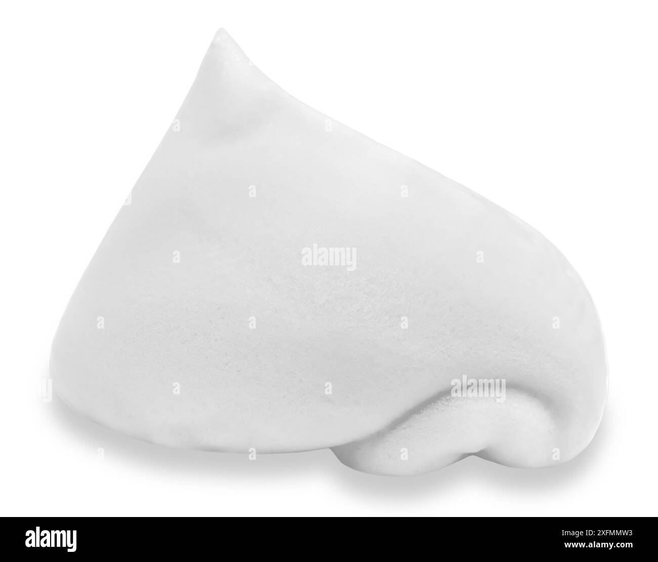 Blue shaving foam on a white background. Soap foam with drop-shaped bubbles. Skin care Stock Photo