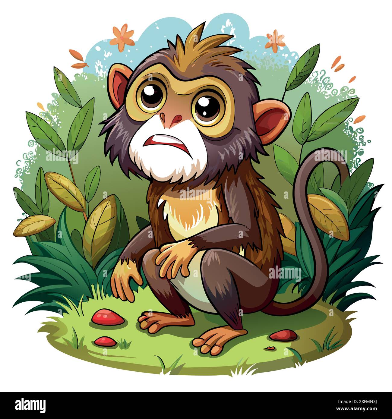 Finger Monkey beneficent cries forest vector. AI generated image