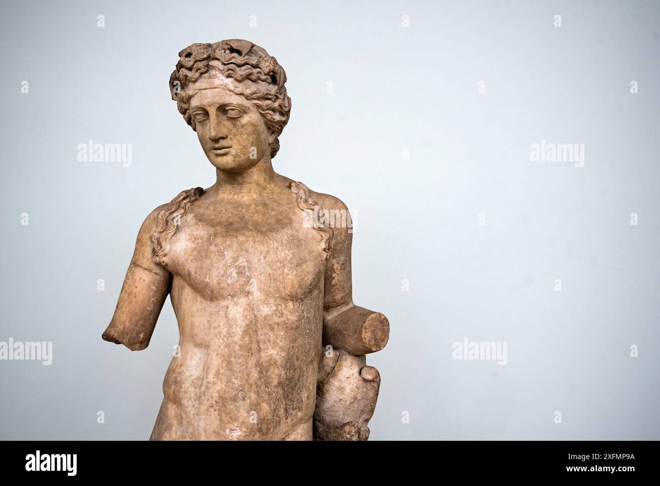 Marble statue of Dionysus, the Greek god of wine, dating from AD c117-200 in the National Museum of Scotland, Edinburgh. Stock Photo