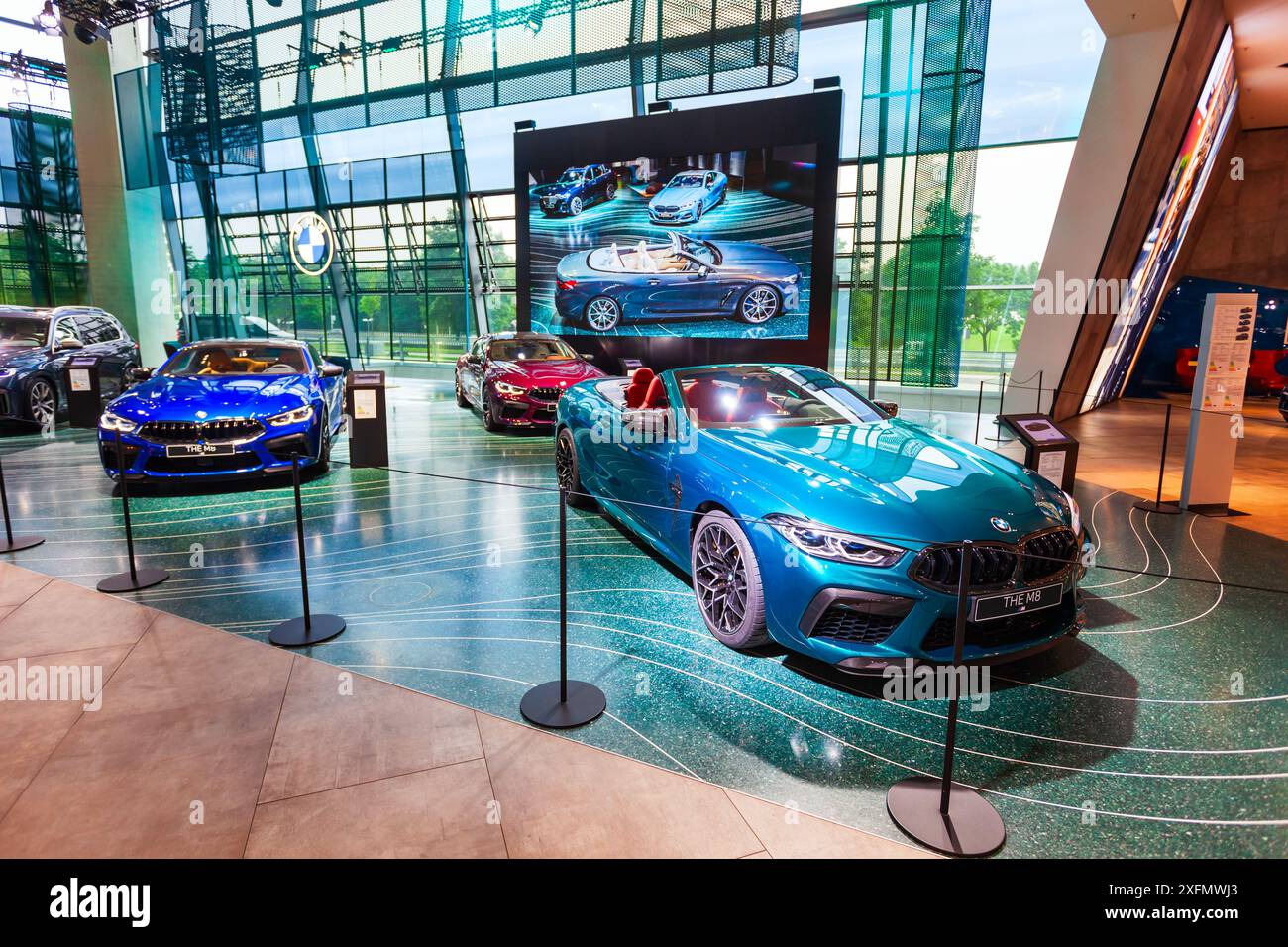 munich-germany-july-08-2021-bmw-m8-series-cars-at-bmw-welt-bmw