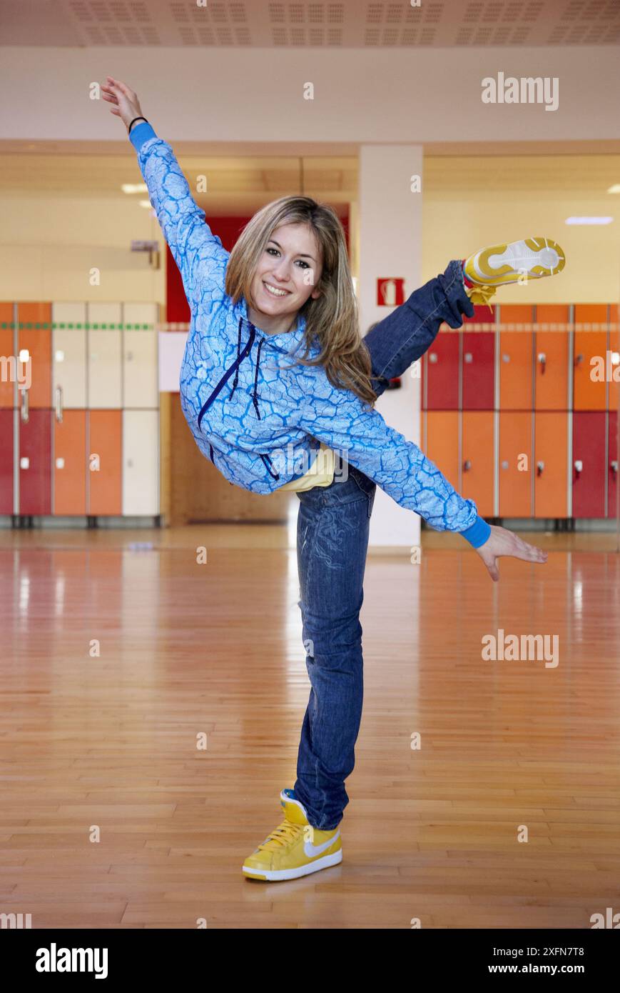 Young woman in gym Stock Photo
