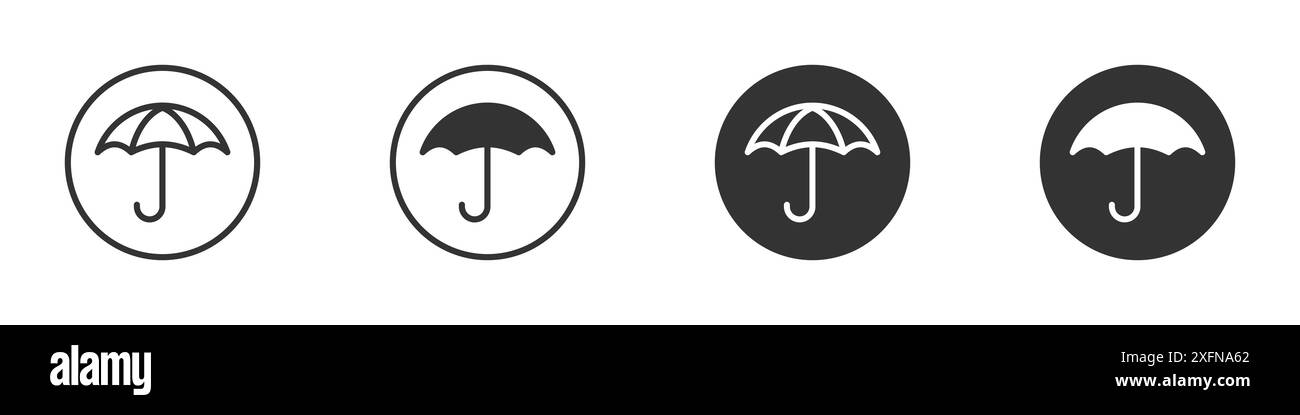 Umbrella Icon set. Outline and flat design. Vector illustration Stock ...