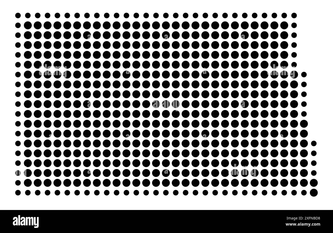 Symbol Map of the State North Dakota - Symbol Map Of The State North Dakota United States Of America Showing The State With A Pattern Of Black Circles 2XFNBD8 