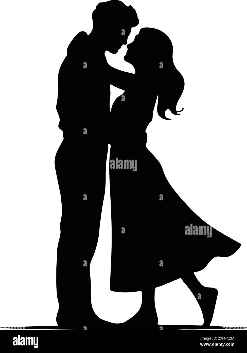 man and woman couple kissing silhouette Stock Vector