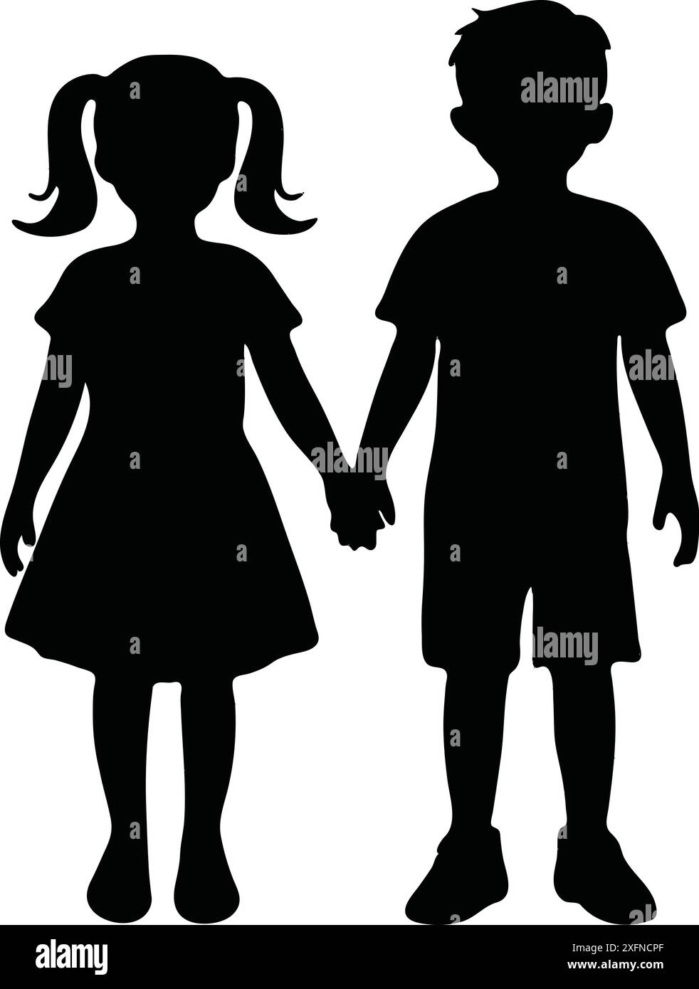 A boy and girl Silhouette vector isolated on a white background Stock ...