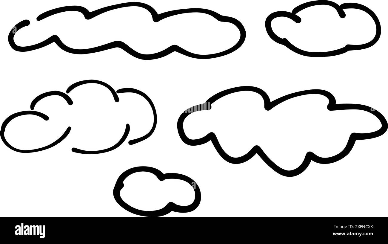 Cloud icon, hand-drawn outline sketch simple doodle outline drawing art ...