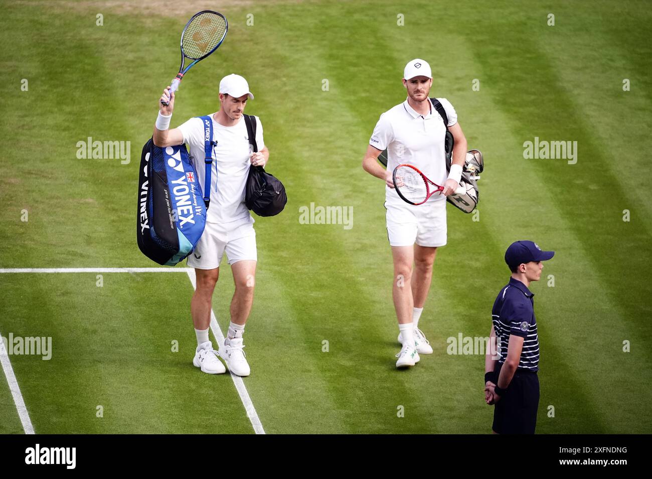 Andy Murray and Jamie Murray ahead of their gentlemen's doubles match