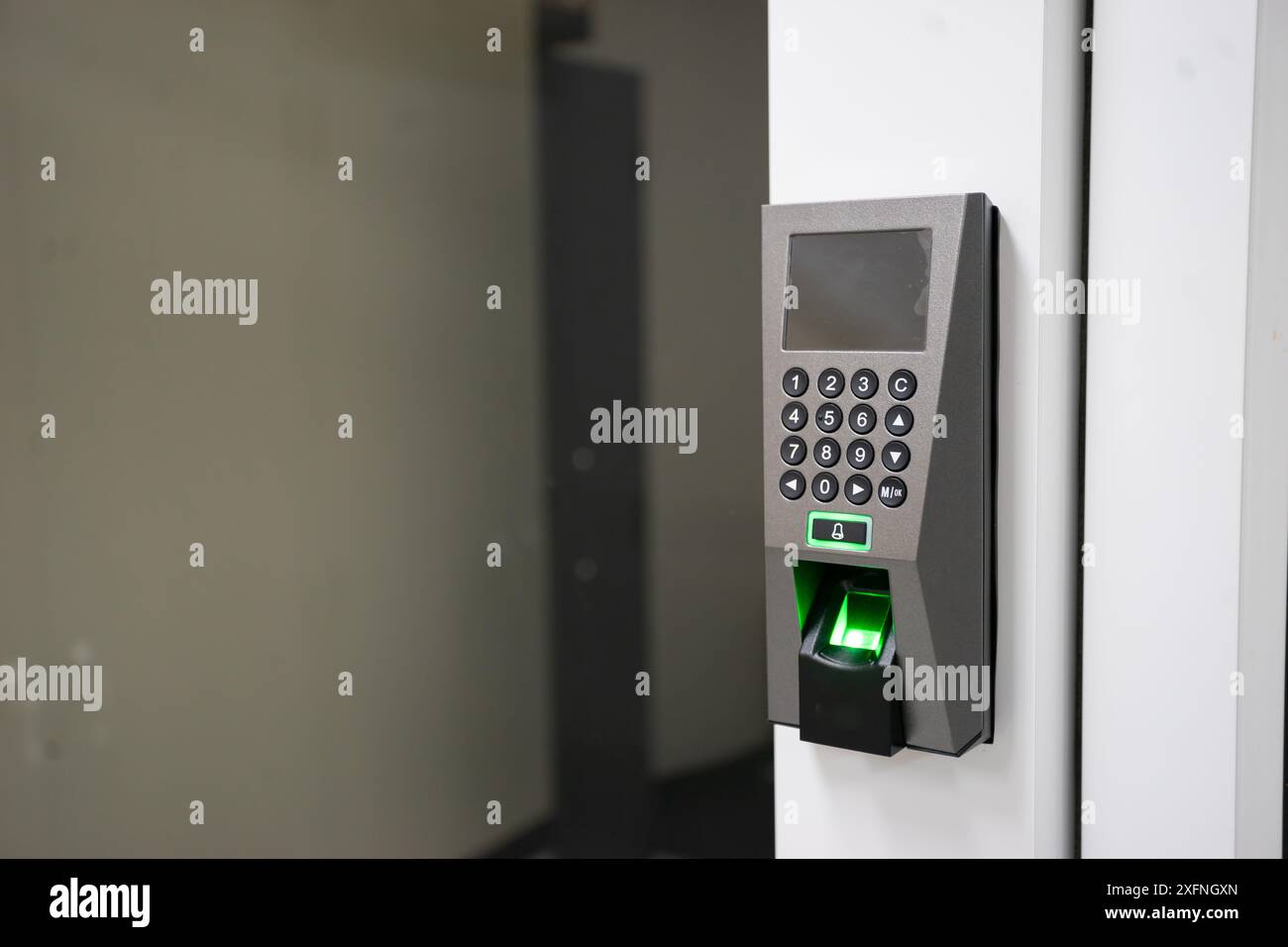 Fingerprint machine server room safety Stock Photo - Alamy