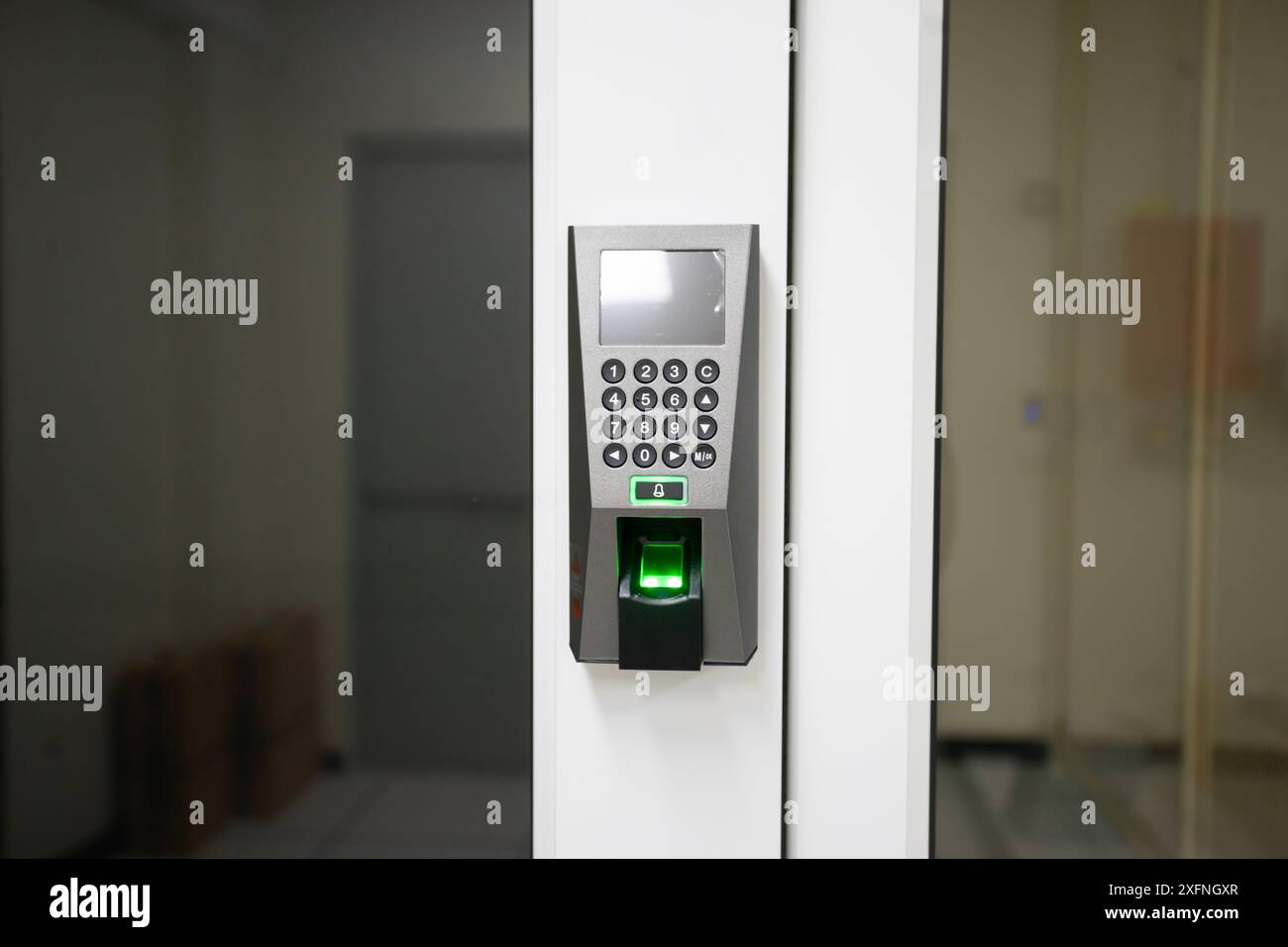 Fingerprint machine server room safety Stock Photo - Alamy