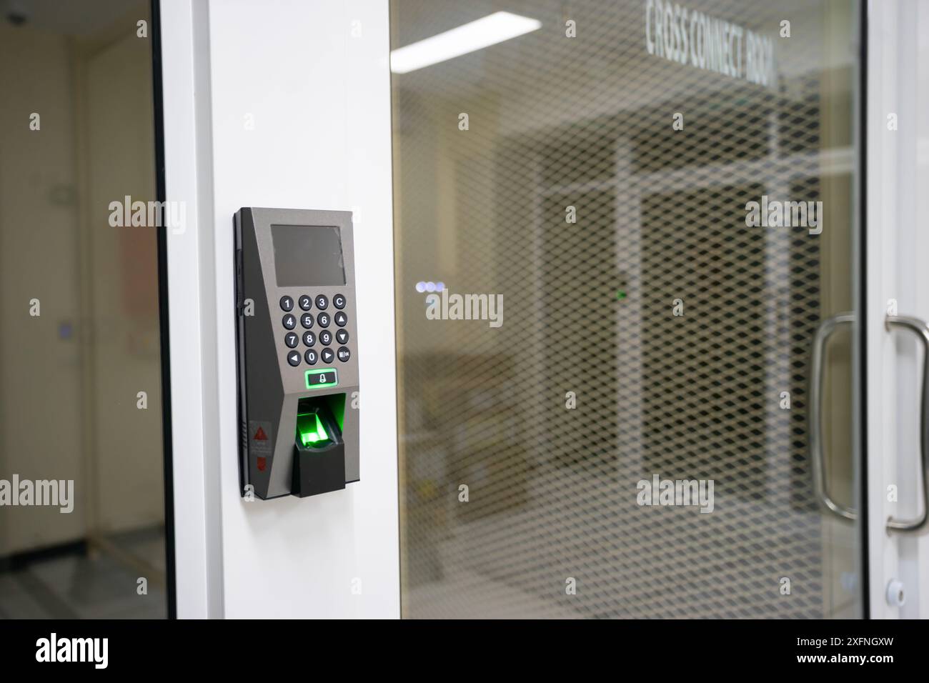 Fingerprint machine server room safety Stock Photo - Alamy