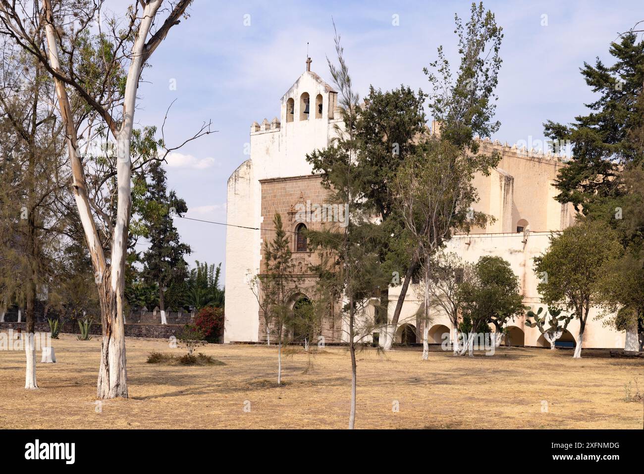 Monastery of San Agustin, Exterior of the 16th century Augustine church, Acolman, Mexico. Stock Photo