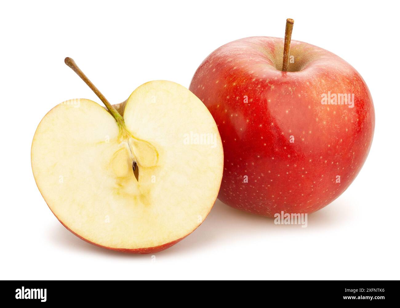 sliced apples path isolated on white Stock Photo