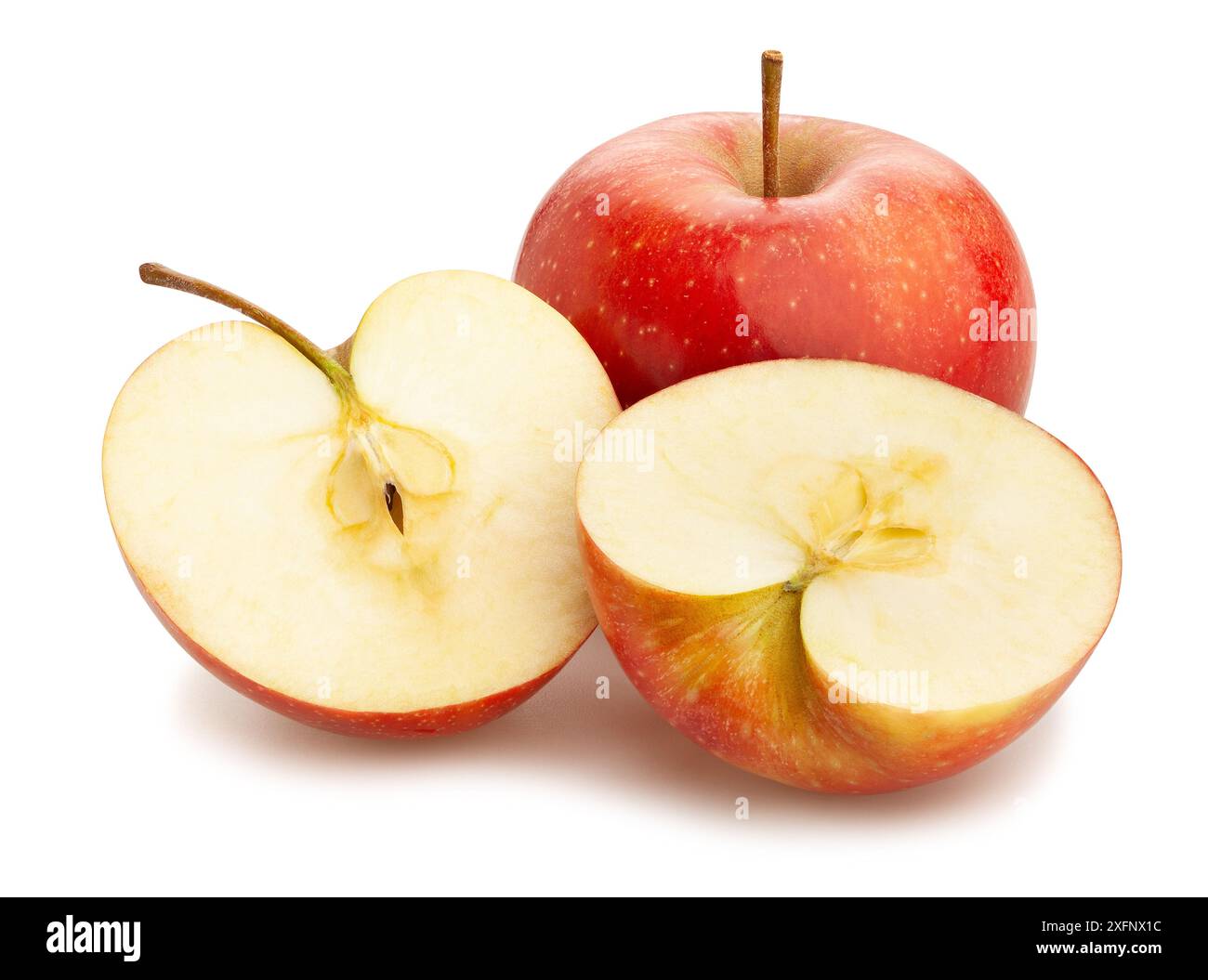 sliced apples path isolated on white Stock Photo