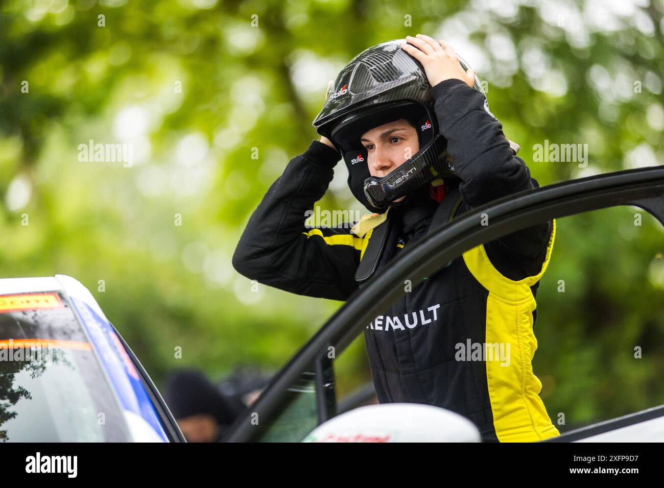 Rodez, France. 04th July, 2024. OLEA Charlotte, PAGES Cecile, Renault Clio Rally5, portrait during the Rallye Aveyron Rouergue - Occitanie 2024, 5th round of the Championnat de France des Rallyes 2024, from July 4 to 6 in Rodez, France - Photo Bastien Roux/DPPI Credit: DPPI Media/Alamy Live News Stock Photo