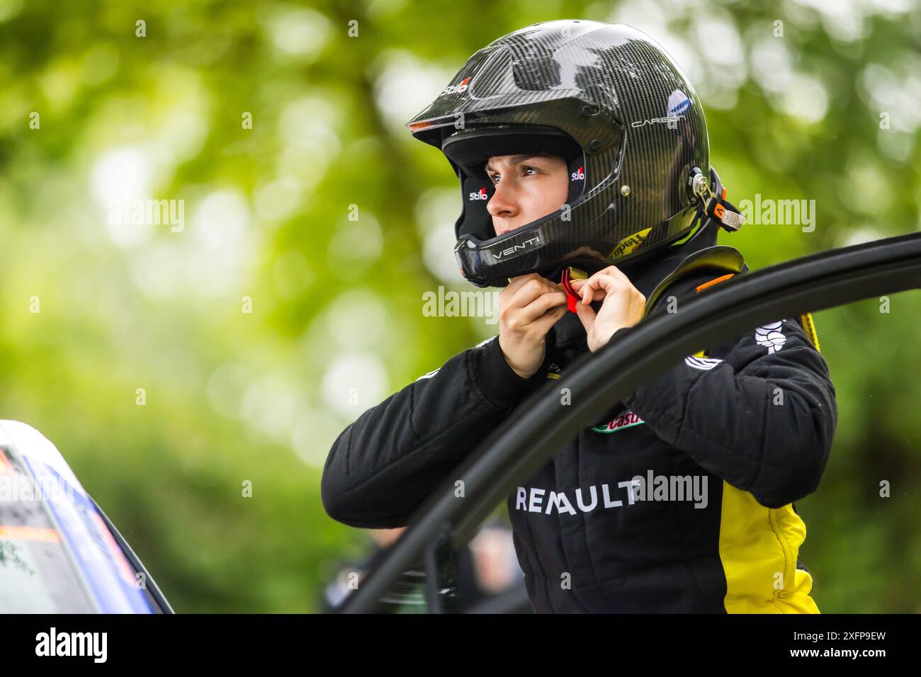 Rodez, France. 04th July, 2024. OLEA Charlotte, PAGES Cecile, Renault Clio Rally5, portrait during the Rallye Aveyron Rouergue - Occitanie 2024, 5th round of the Championnat de France des Rallyes 2024, from July 4 to 6 in Rodez, France - Photo Bastien Roux/DPPI Credit: DPPI Media/Alamy Live News Stock Photo