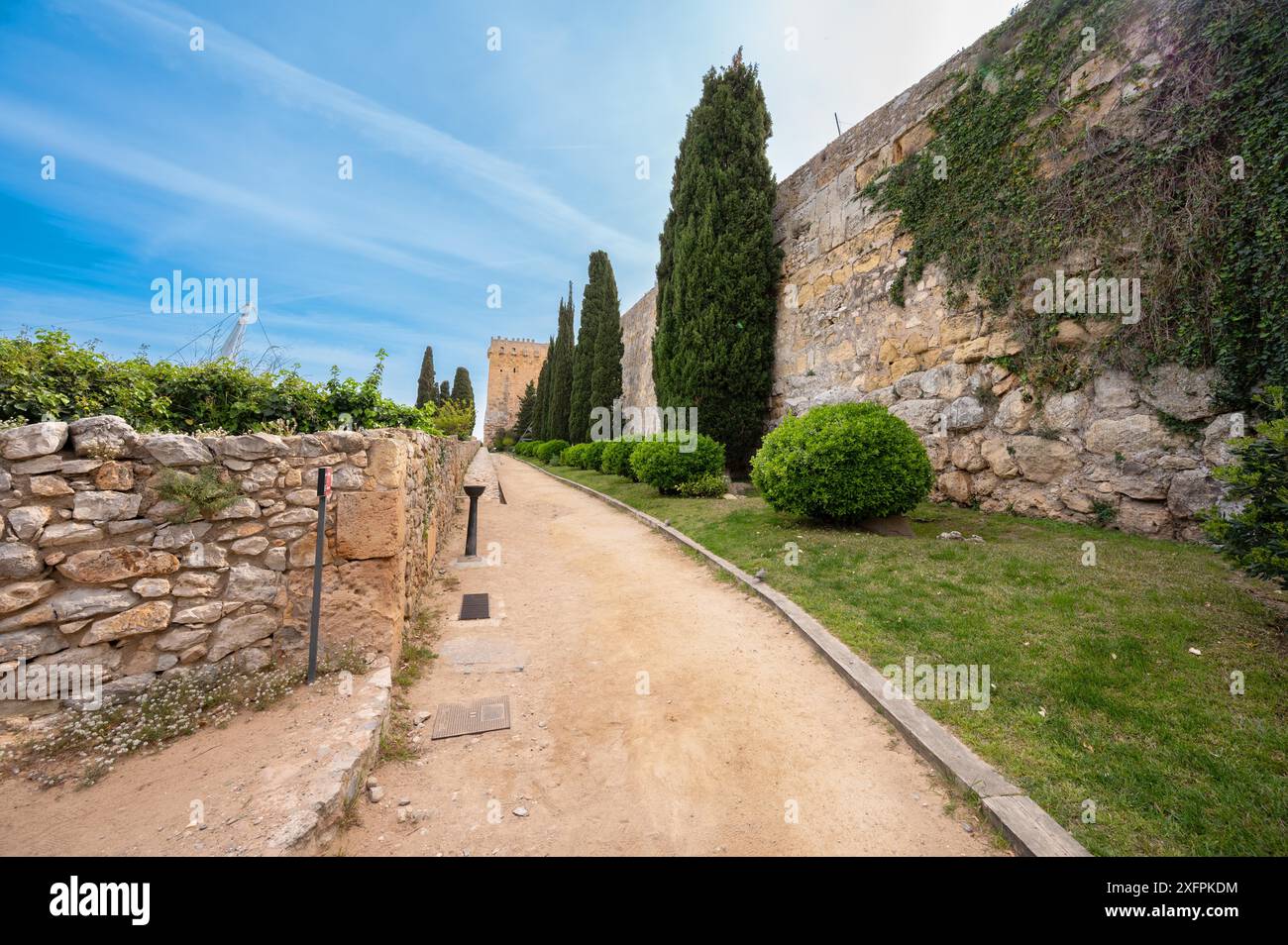 A view of Archaeological Walk, with monumental roman walls, in ...