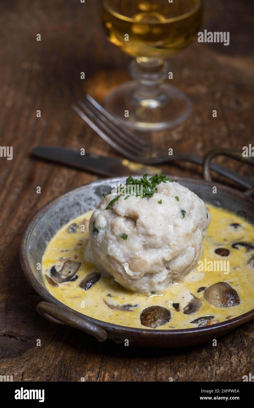 Bread dumplings in mushroom sauce Stock Photo
