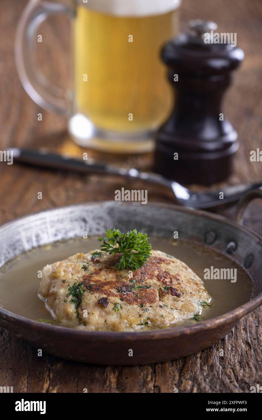 Austrian soup in a copper pot Stock Photo