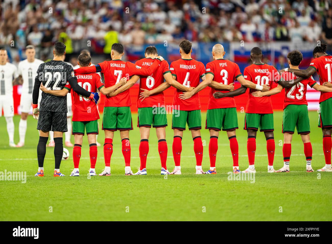 Frankfurt, Germany. 01st, July 2024. The players of Portugal line up