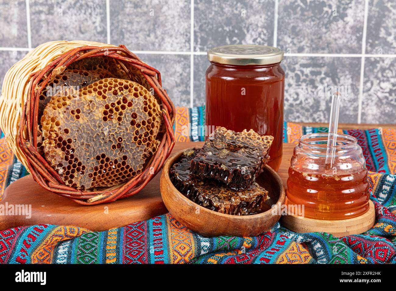 Magical honeycomb close up, Honey harvesting, honey picking. Organic ...