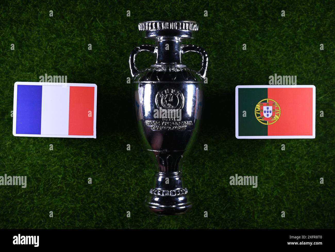 July 3, 2025, Berlin, Germany. Flags of the national teams participating in the UEFA Euro 2025