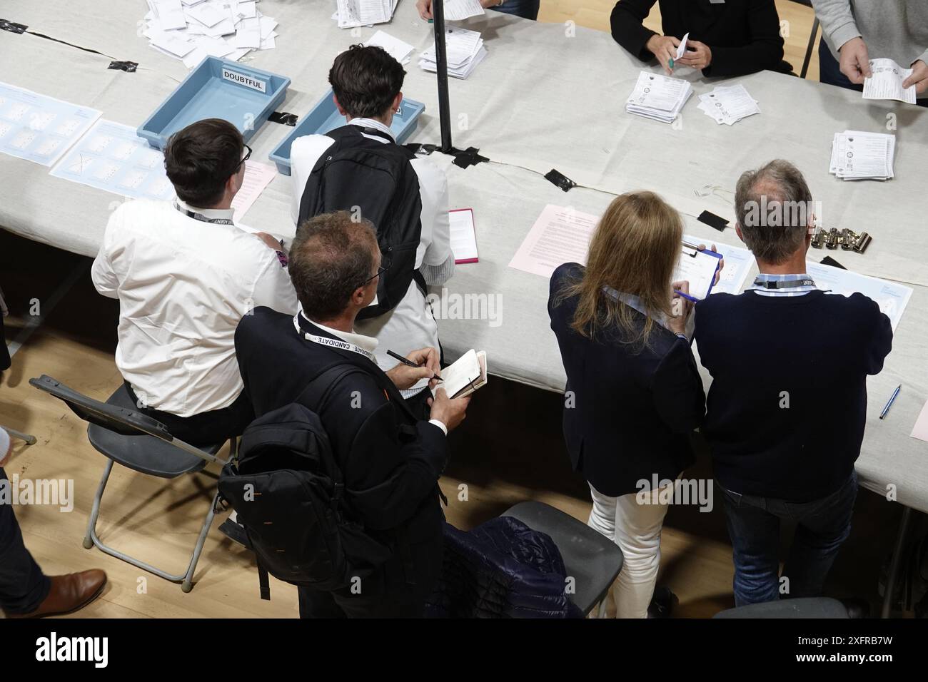 Reigate, Surrey, UK 4th July, 2024 Scenes during the count for the