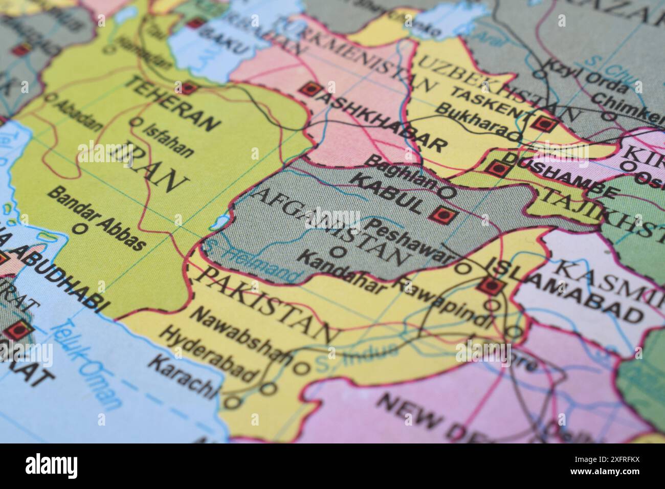 Close up of Afghanistan on world map Stock Photo