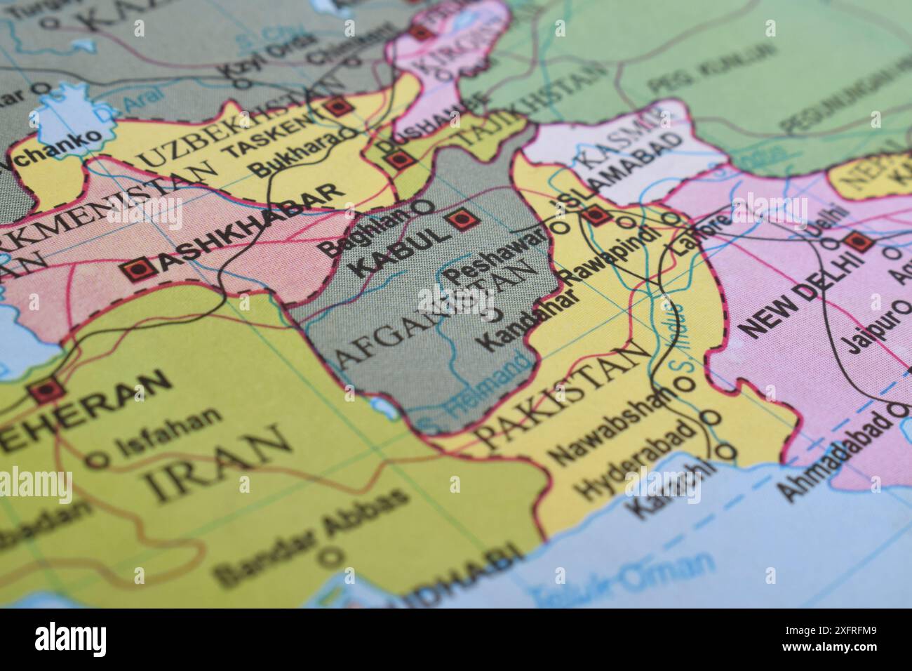 Close up of Afghanistan on world map Stock Photo