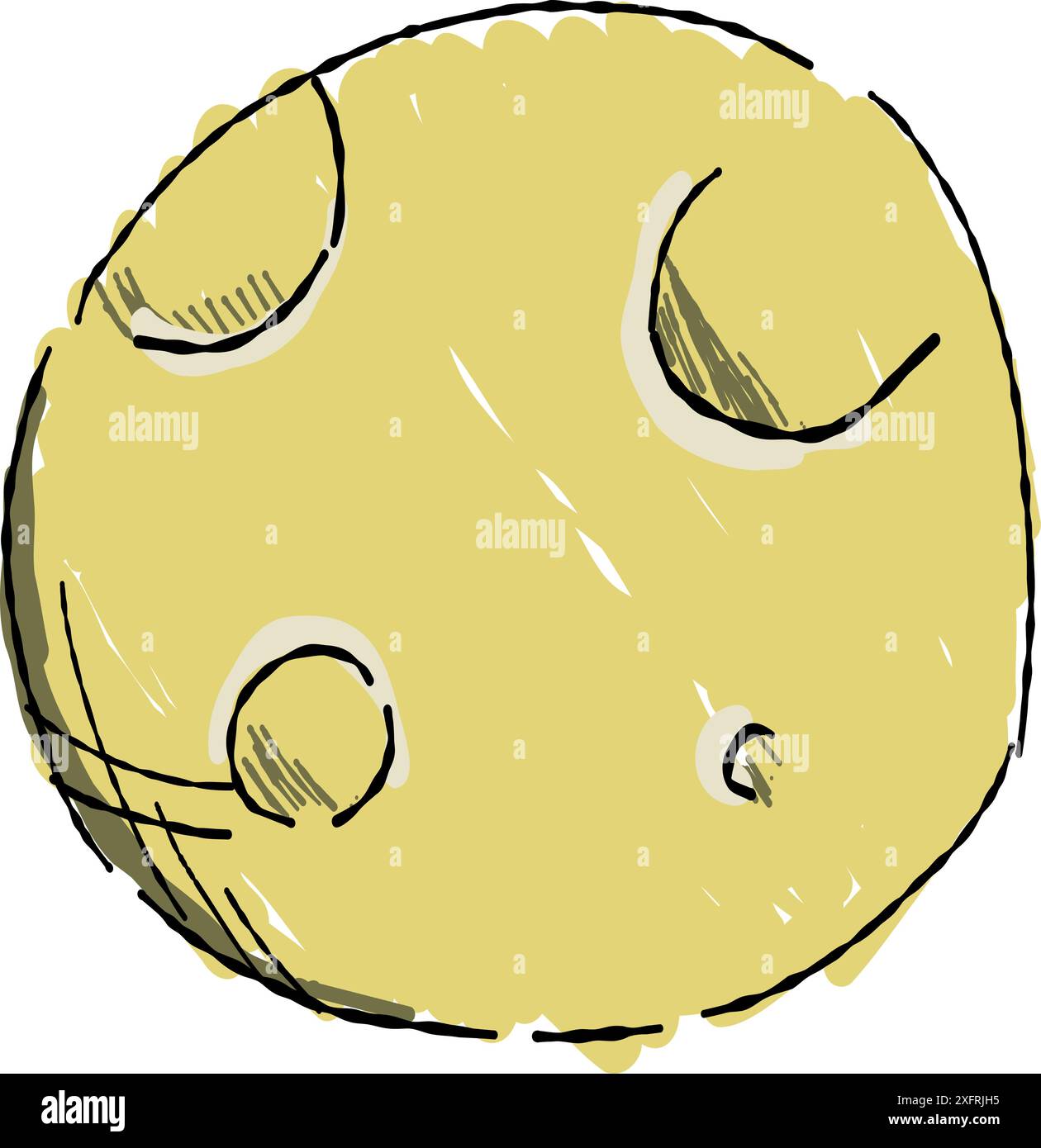 Viewing the moon freehand drawing illustration of the full moon Stock