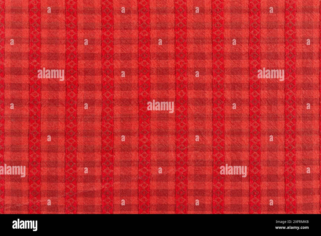 Red fabric texture background. Stock Photo