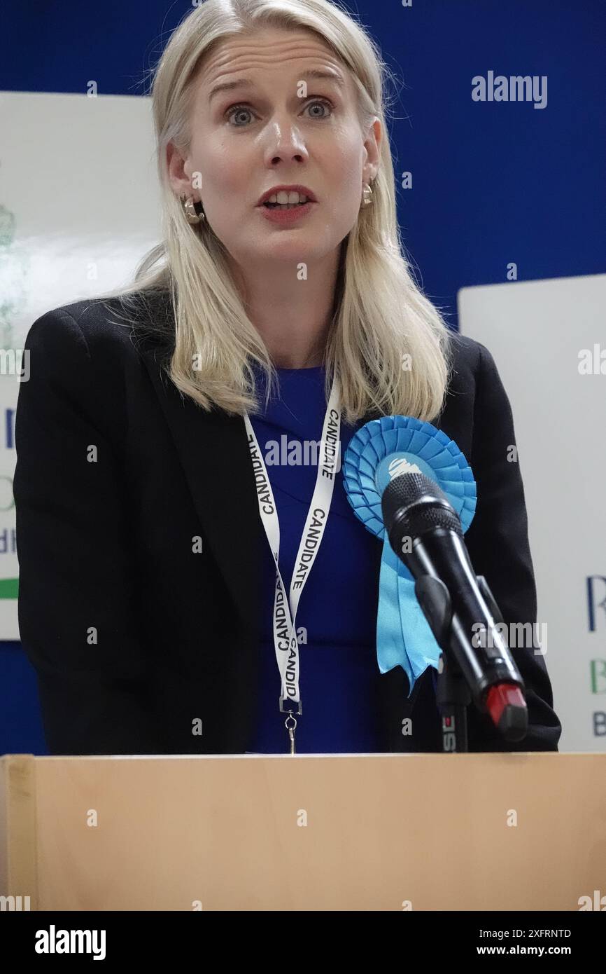 Reigate, Surrey, UK 4th July, 2024 Rebecca Paul, the Conservative candidate wins Reigate and