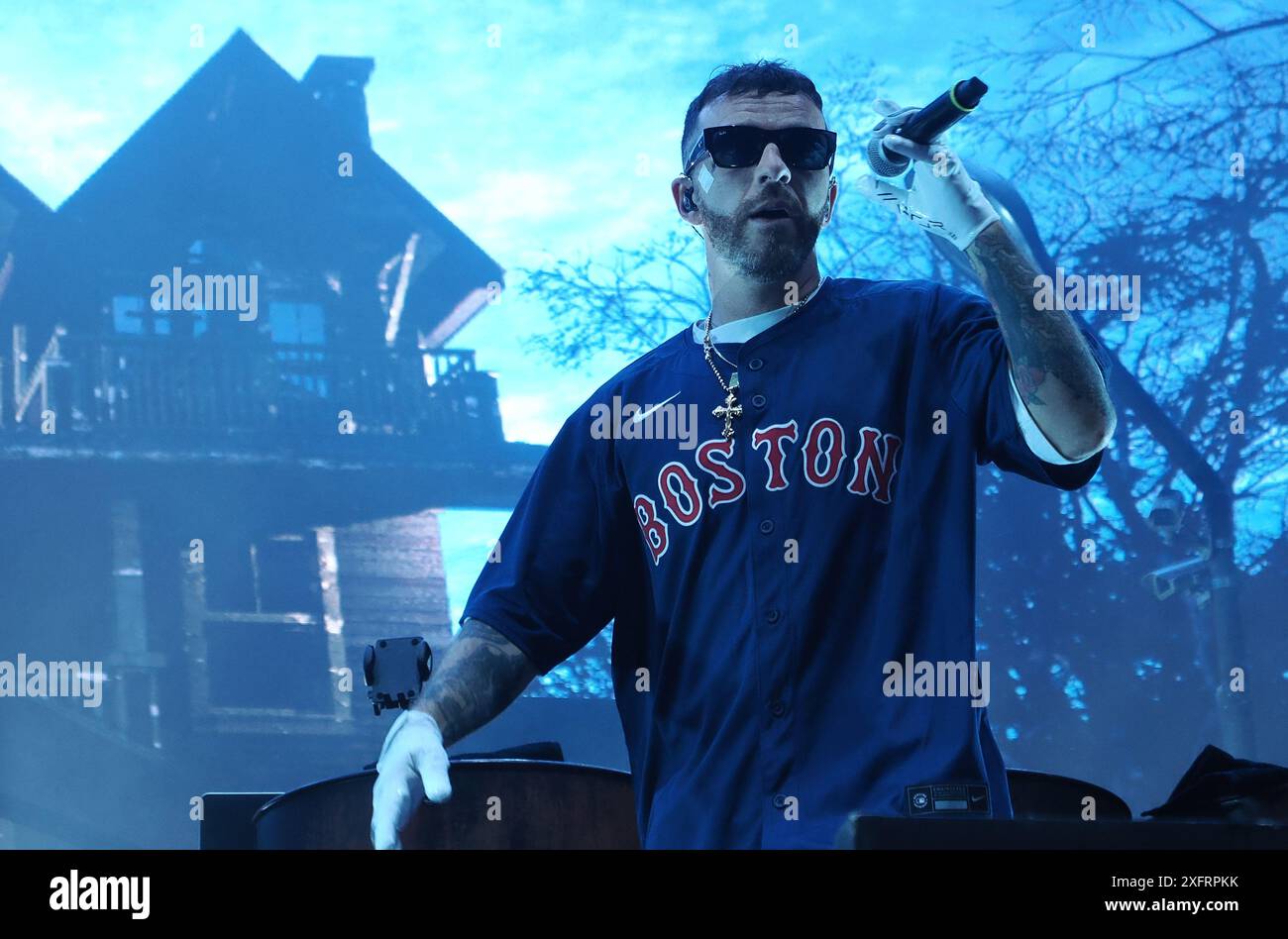 Italians rappers Salmo and Noyz Narcos on stage during the Hellrsaisers ...
