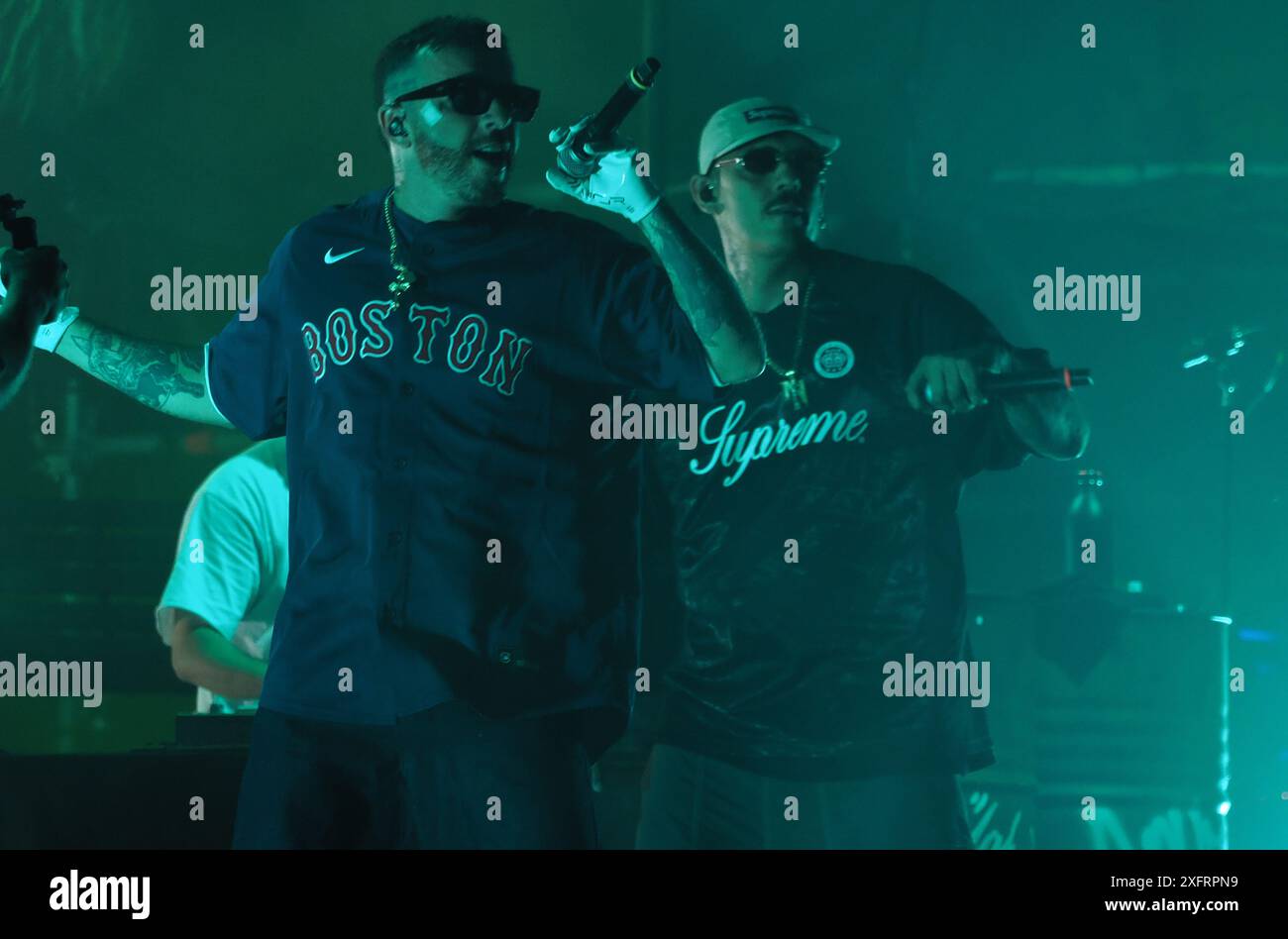Italians rappers Salmo and Noyz Narcos on stage during the Hellrsaisers ...